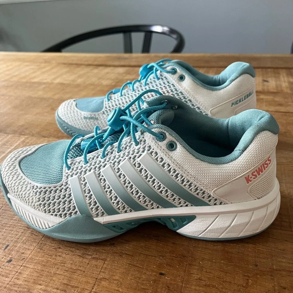 K-Swiss Teal and White Athletic Shoes - Picture 3 of 5